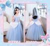 [CREDIBLE] Princess Dress for Children - Luxurious 7-Piece Costume Set - Light Blue (Princess Dress, Ribboned Gloves, Choker, Tiara, Magic Wand,