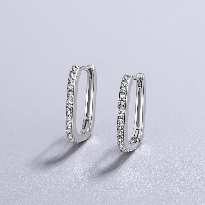 O-Shaped Square Diamond Stud Earrings for Women - Elegant, Cool, Trendy Accessories