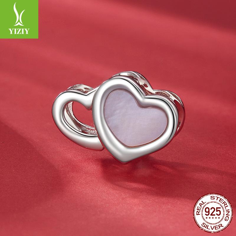 Heart Series Beaded Combination Diy Bracelet Accessories 925 Silver Light Luxury Jewelry Pink Valentine'S Day Gift
