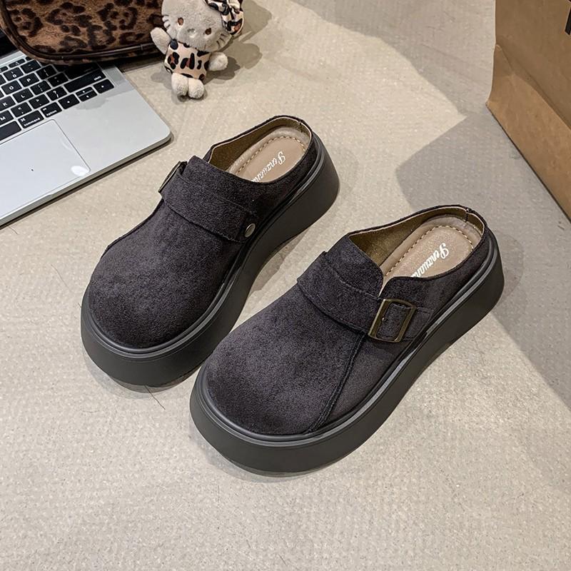 Thick-soled Birkenstocks women's all-inclusive lazy people increase their height with one pedal, spring and summer 2025 new Doudou single shoes