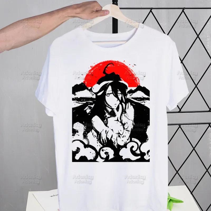 Overlord Anime Albedo T Shirts For Guys O-Neck Short Sleeve Ainz Ooal Gown Momonga T-shirt Regular Men Hip-Hop Tee Shirt