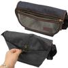 Mini Messenger Bag 0411518 Combination Synthetic Leather Polydenim Switch Compact with Pocket 22269303 Black 2 X Gray [Edwin] (Black