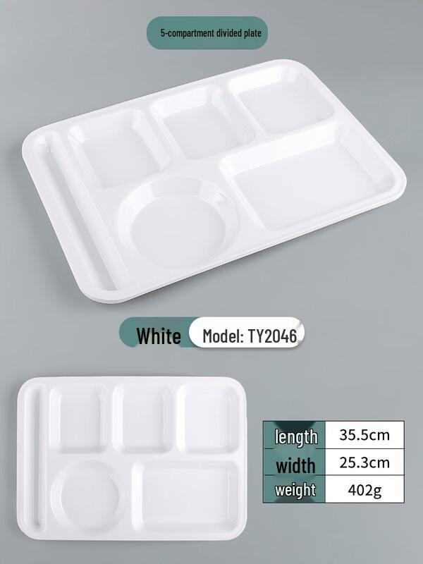 Commercial Melamine 5-Compartment Meal Tray