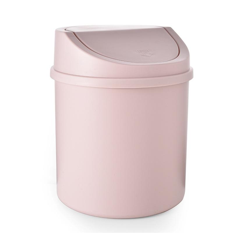 

1PC Mini Desktop Bin Small Trash Can Tube with Cover Bedroom Trash Can Garbage Can Clean Workspace Storage Box Home Desk розовый
