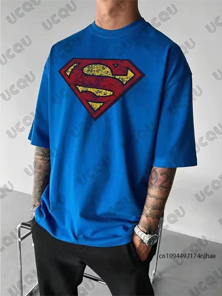 

Summer Classic Superman Vintage Graphics Print Cotton T-shirt for Men Short Sleeve O-neck Tees Casual Oversized Unisex Tops S