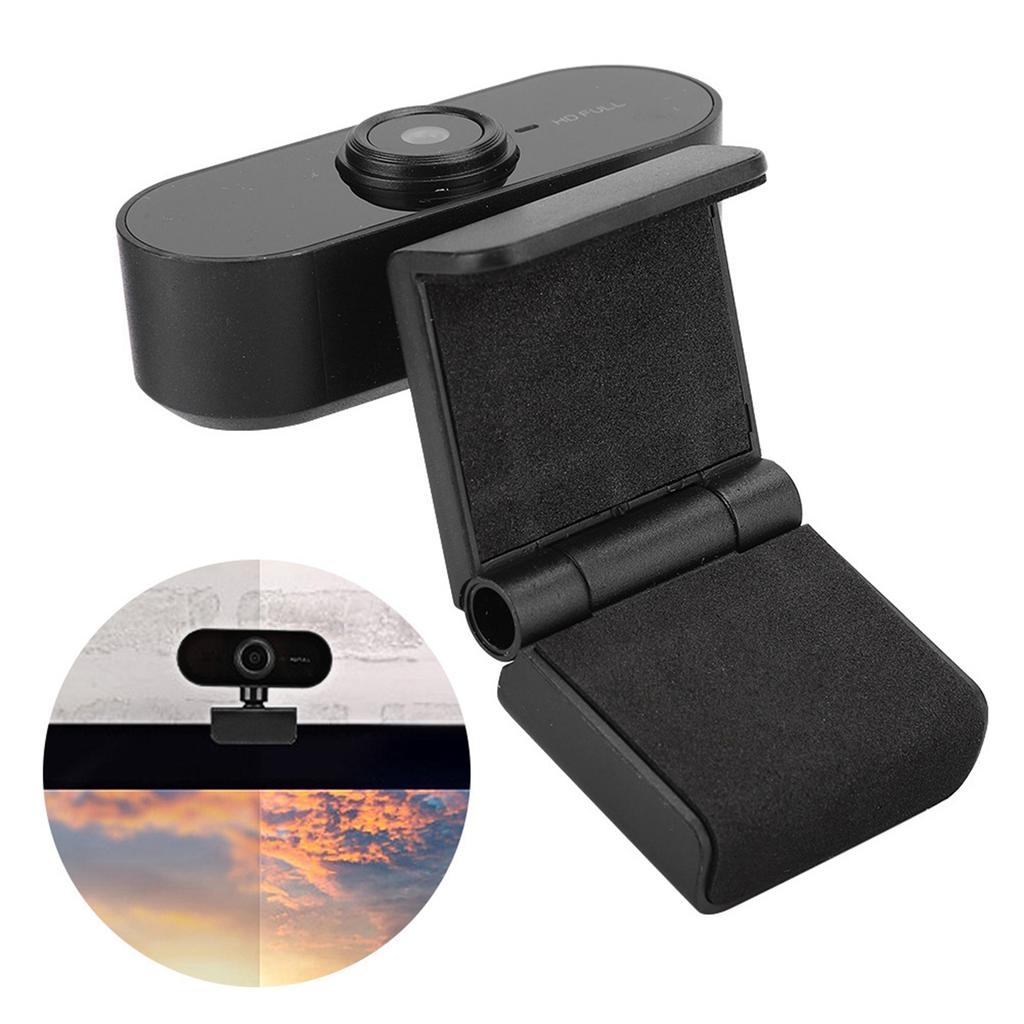 1080P Computer Camera with Microphone Desktop USB Webcam Free Drive for Video Call(Black )