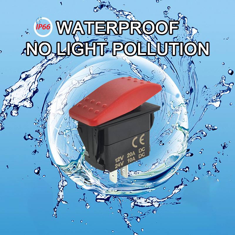Non Light 2/3/6Pin SPST/SPDT/DPDT 12V 20A Rocker Switch No Light Pollution Waterproof IP66 for Car Boat Truck Yacht Motorcycle