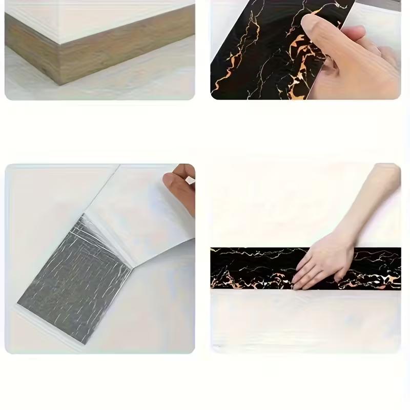 1 roll 196.85inch x 3.94inch thick marble self-adhesive wallpaper,DIY removable,suitable for TV background walls, door frames