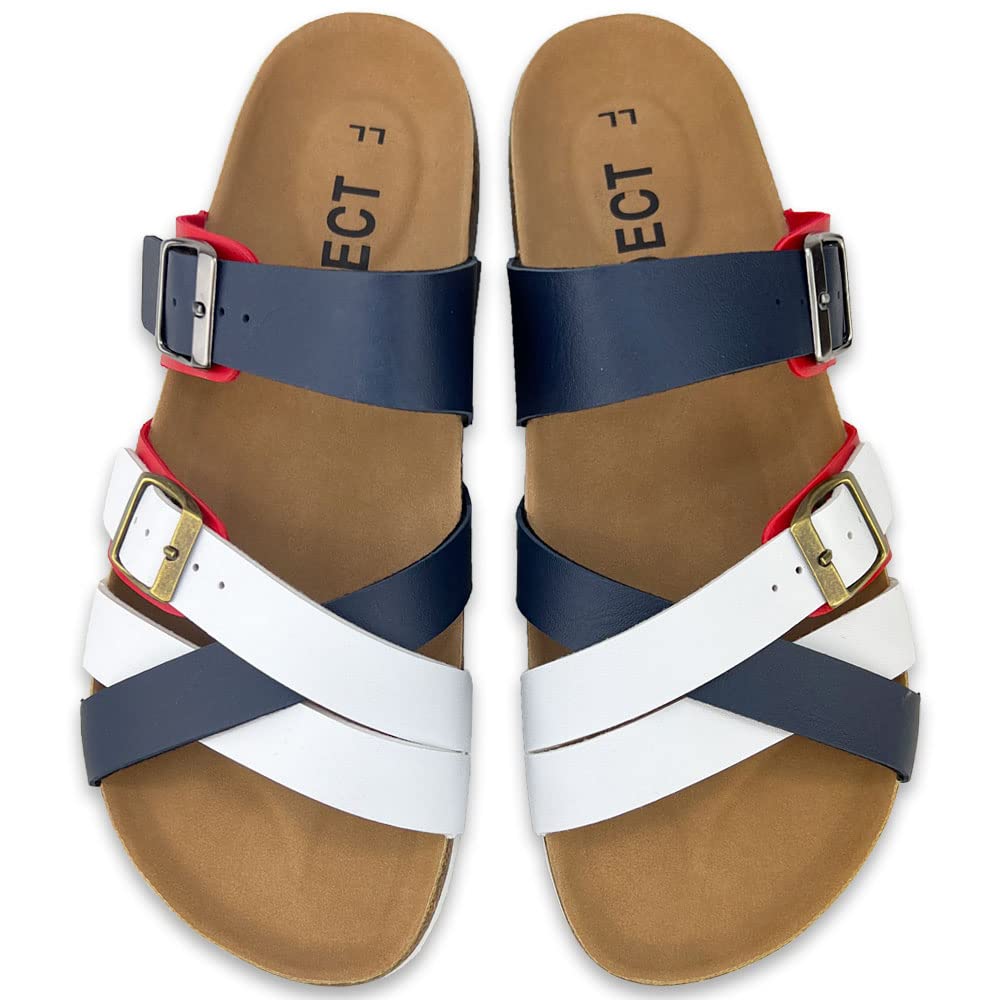 Dect Clog Comfort Sandals with Thick Stylish Men's Sandals, Footbed, Lightweight, Cushioned, Sole, (Tricolor, L)
