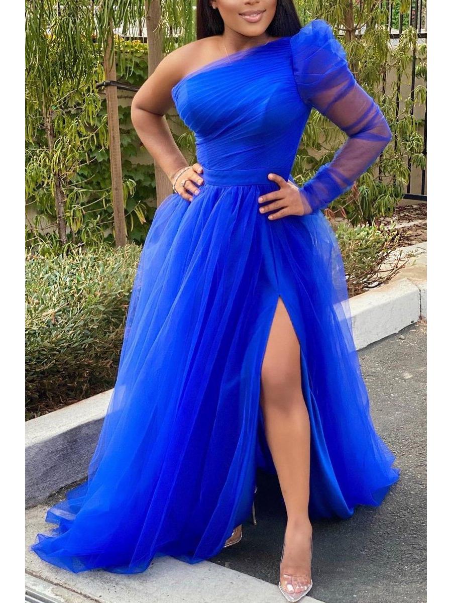 

«Свободное сетчатое платье-трапеция 2021 года, весна/лето, большие размеры» 5XL синий