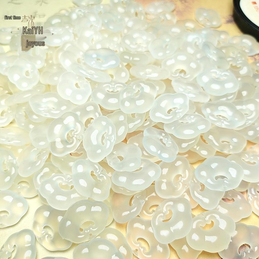 Chalcedony & Agate Fluorescent Ruyi Jade Pendant Necklace