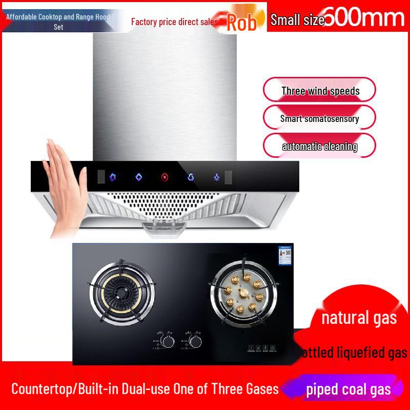 Compact 60-70cm Euro Style Top-Mount Range Hood with Large Suction for Small Apartments.