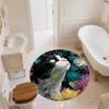 Flower Black and White Cat,Round Area Rug,Carpet Rug for Living Room Bedroom Sofa Playroom Decor,Non-slip Floor Mat