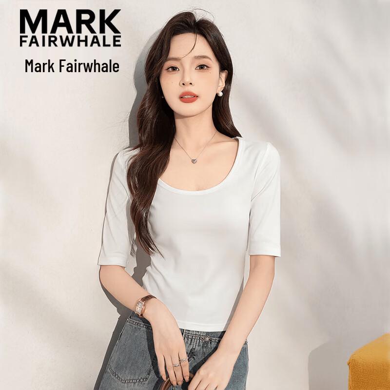 MARK FAIRWHALE Women s Round Neck Mid-Sleeve T-Shirt M