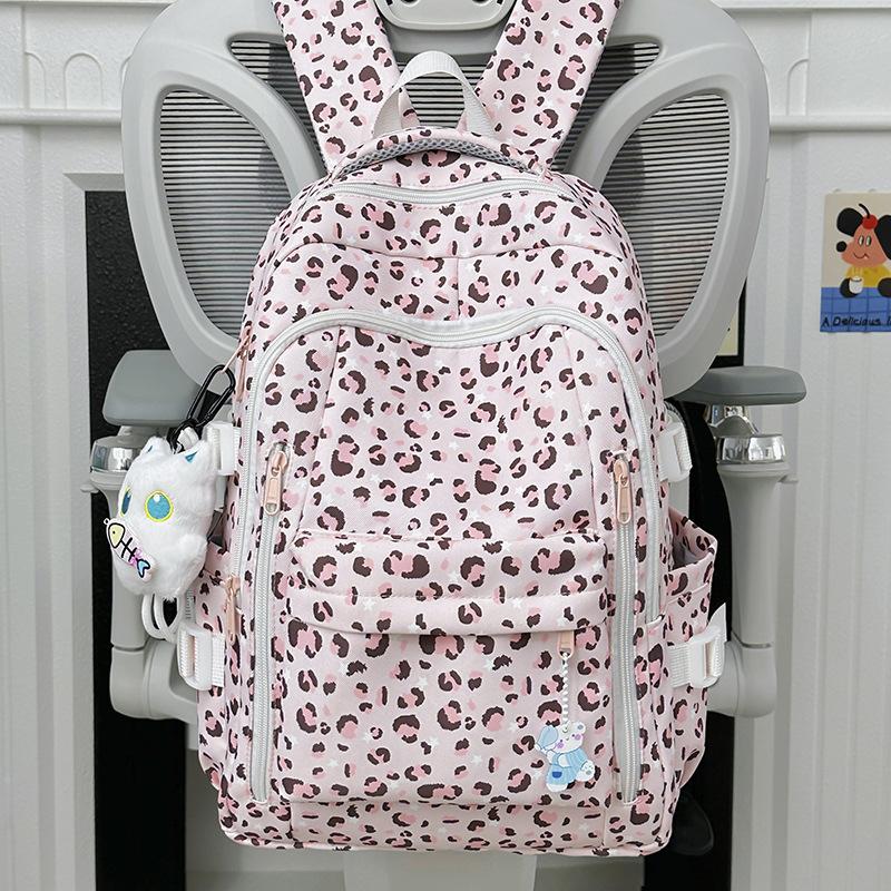 Schulrucksack Rucksack neuer Leopardenmuster Schulrucksack Amerikanischer College-Student Koreanische Version niedlich große Kapazität Nische Ins Rucksack