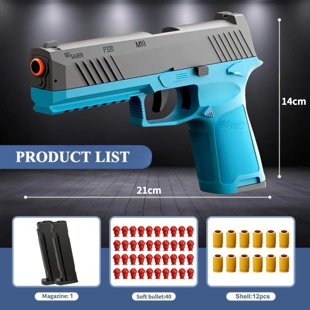P320 Pistol Gun Soft Bullet Automatic Toy Gun With Blowback Outdoor Sports Shooting Game Christmas Birthday Gift For Kids