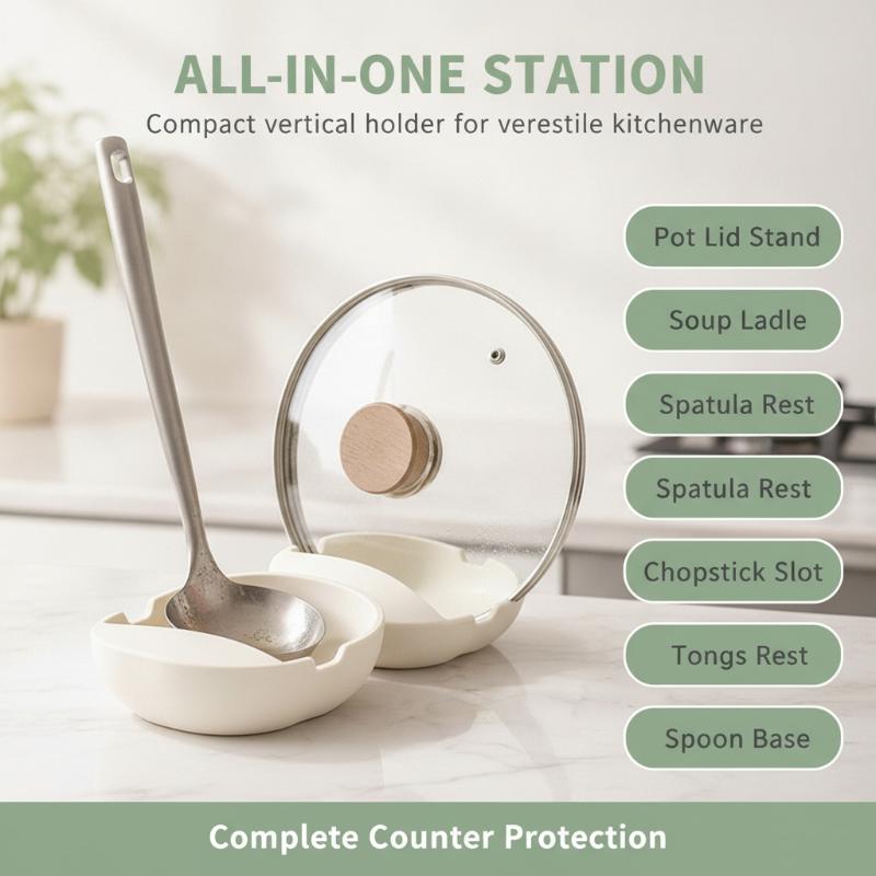 Spatula Holder Non Slip Heat Resistant Spoon Rest Ladle Rack Stable Snack Plate Cooking Utensil Storage Organizer Kit Sets