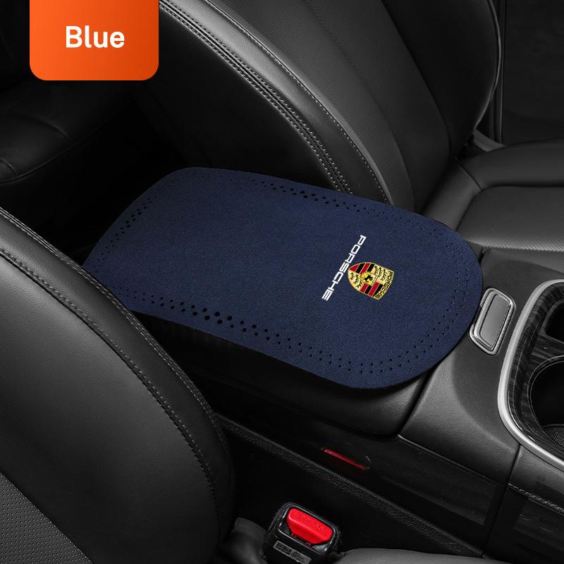 AFEBO1 Car Suede Armrest Protector Mat Cover Center Console Armrest Protective For Porsche 911 718 Taycan Panamera Cayenne Macan Cayman