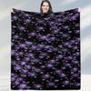PurpleGreen Checkered Heart Blanket Soft Throw for Rooms with Handdrawn Heart Patterns Suiting Modern Fresh Home Decor
