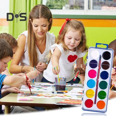 Juego de acuarelas en caja, pinturas de acuarela lavables con pincel, paleta de acuarela portátil, suministros de arte para niños, regalo de cumpleaños, aula, viajes