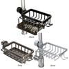 Over Faucet Sink Caddy Organizer Sponge Holder for Kitchen Sink Aluminum Multifunction Organizer Rack Work with Round Water Pipe