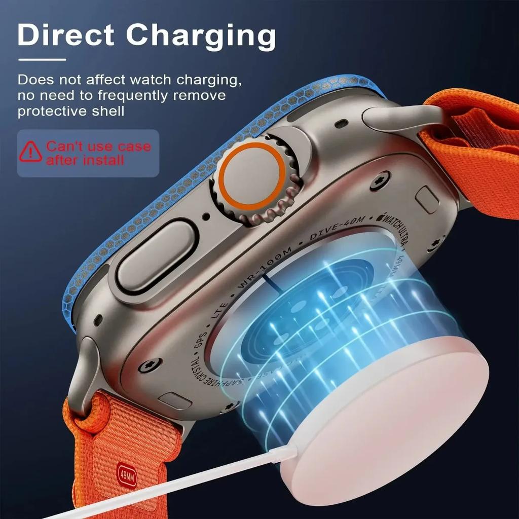 Screen Protector For Apple Watch Band Ultra 49mm Tempered Glass Anti-Scratch Glare HD Full Film Metal Bumper iWatch Ultra 49mm