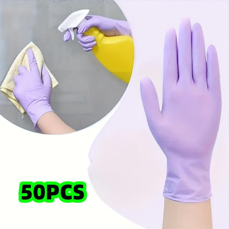 50-Pack of Purple Nitrile Cleaning Gloves Suitable for Household Cleaning, Pet Bathing, Hair Dyeing, and Nail Care. Essential 