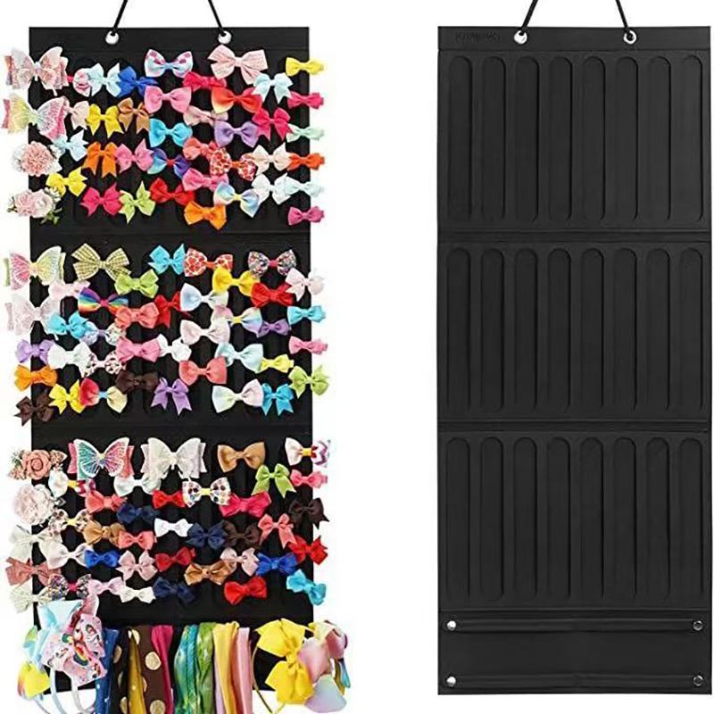 Organizador de laços de cabelo para pendurar na parede, suporte de faixa de cabeça de grande capacidade, cabide de armazenamento de grampo de cabelo, acessório de economia de espaço para quarto de menina