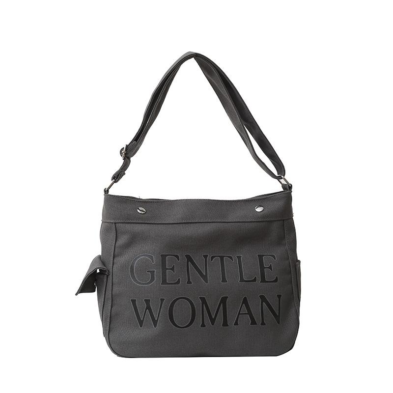 Letter large capacity canvas bag 2025 autumn and winter niche messenger bag bag