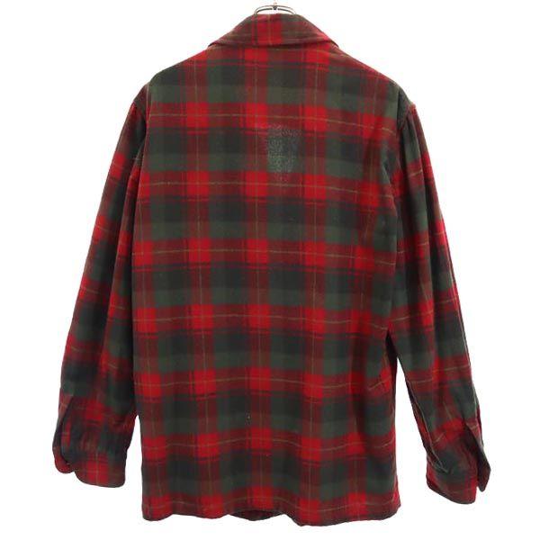 PENDLETON 60s 70s vintage check Long sleeve Wool jacket M Red series Men's Used