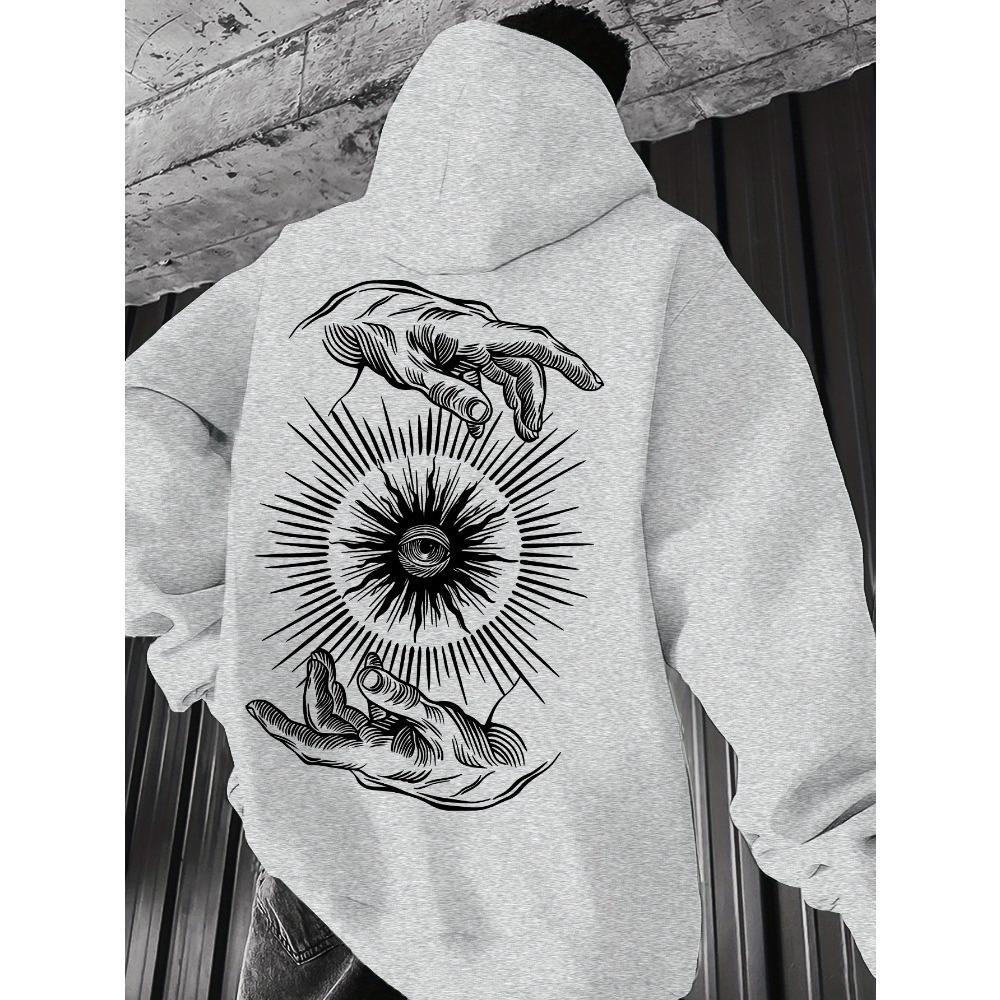 

Soft Pullover Hoodie with Back Graphic Pastel Sweatshirt for Everyday Casual Wear Geometric Pattern Casual Top Young Adults XL