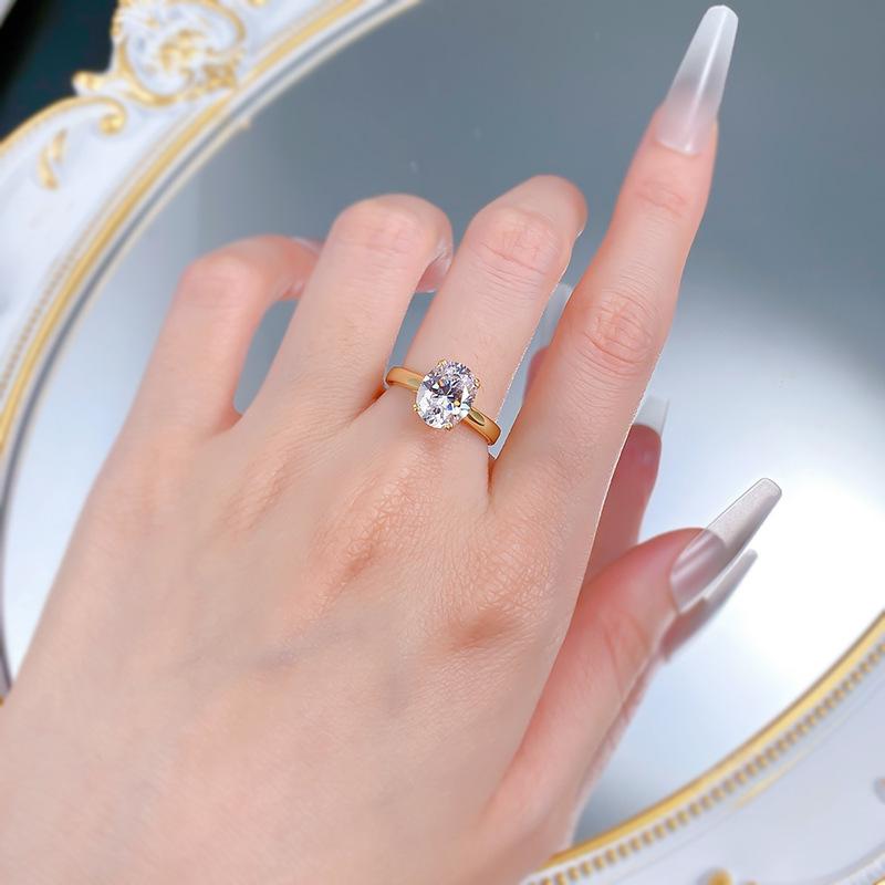 Hui Zhi Yi Jewelry New European & American S925 Silver 4 Carat Pigeon Egg 8x10mm Ring