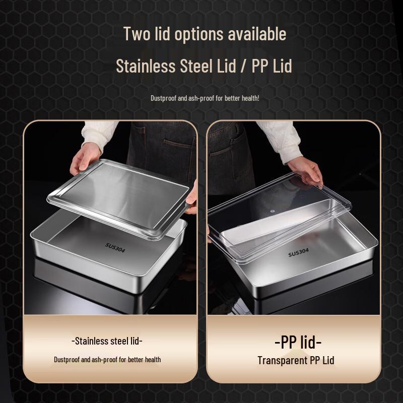 ZISIZ 304 Stainless Steel Tiramisu Tray Box with Lid