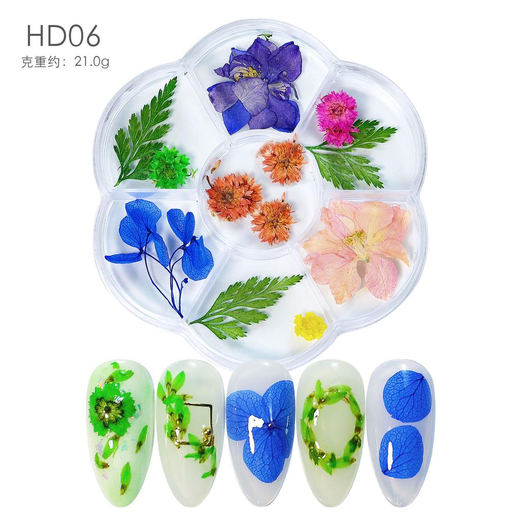 Nail Art Dried Flower 7 Grid Box Japanese Sunflower Gypsy Natural Flower Diy Manicure Nail Decoration Nail