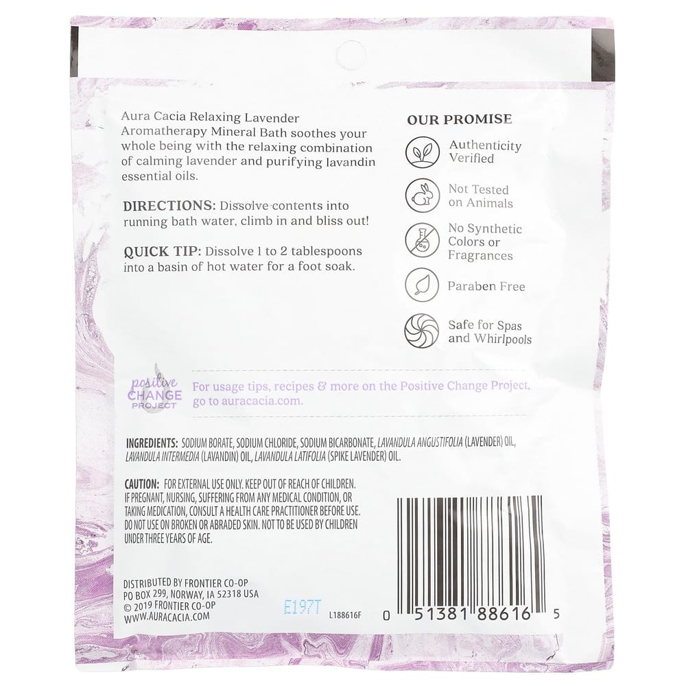 Aura Cacia Aromatherapy Mineral Bath, Relaxing Lavender, 2.5 oz (70.9 g)