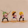 One Piece Hunger Trio Luffy Zoro Funny Sanji Nika Action Figure Doll Model Q Version Mini Anime Action Figure Car Ornaments