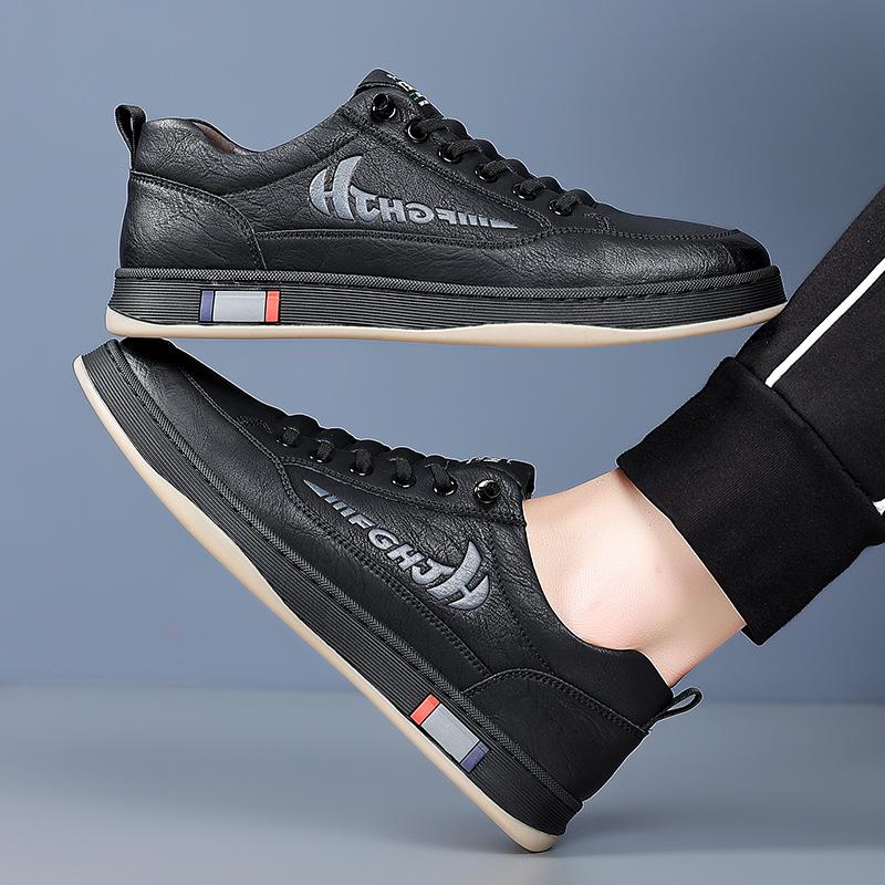 Hot Sale Mens Casual Leather Shoes Comfortable Anti Slip Outdoor Skate Shoes Versatile Sneakers Retro Leisure
