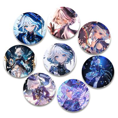 32/44/58mm Anime Genshin Impact Pins Schattige Cartoon Furina Badge Handgemaakte Blikken Broches Speld voor Rugzak Kleding Cadeau Accessoires