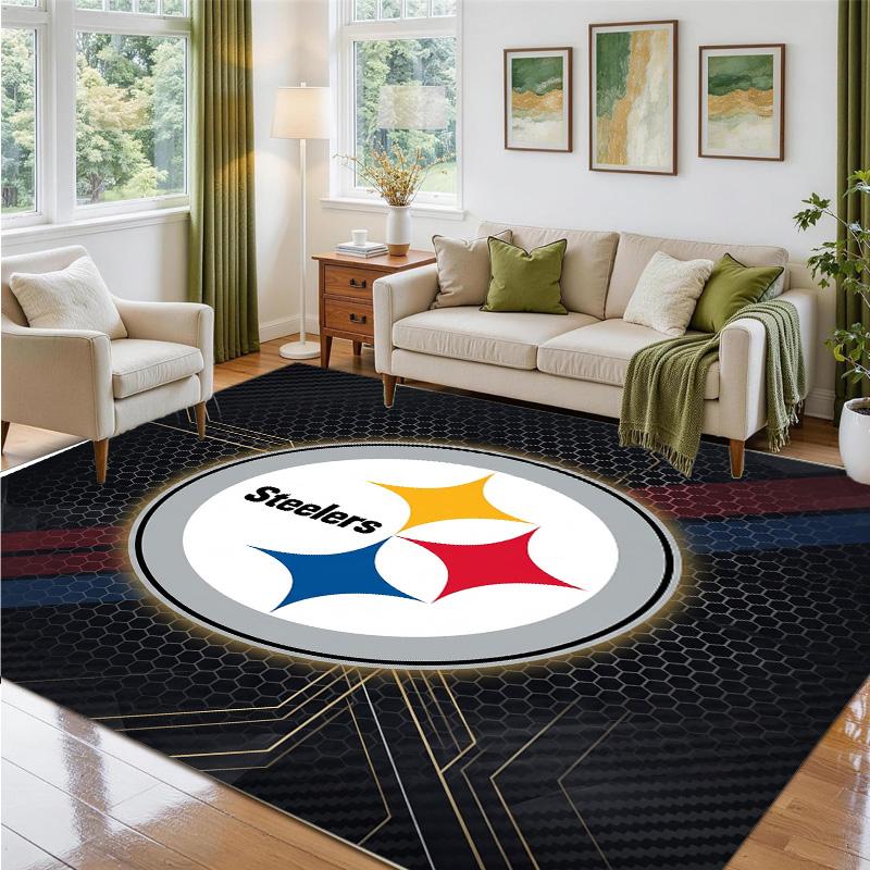 Pittsburgh Steelers Design Crystal Velvet Rug Soft Decorative Mat for Bedroom Entrance