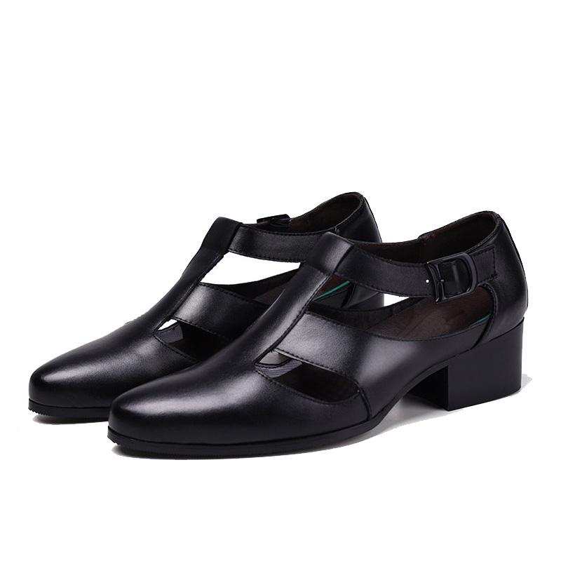 

Мужская деловая одежда Кожаная обувь Свадебные туфли из натуральной кожи Острый носок Трендовая мужская обувь для парикмахеров Мужские сандалии Лоферы 44 чёрный