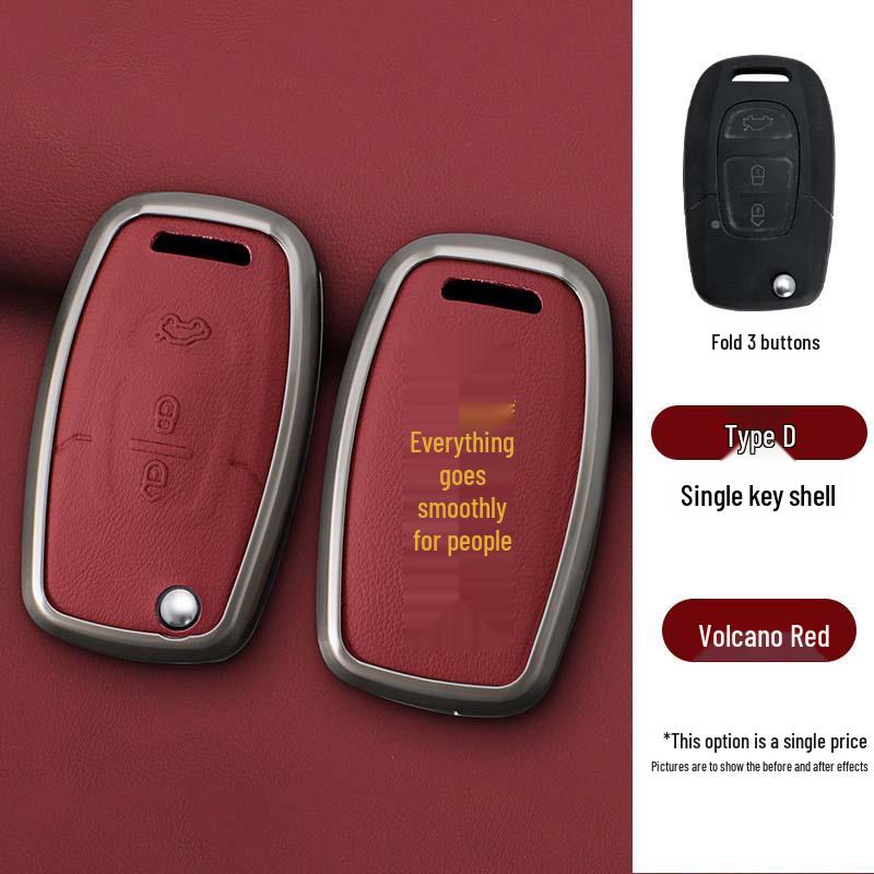Genuine Leather Metal Key Holder for Southeast Lingzhi V5 V6 Folding Remote Key