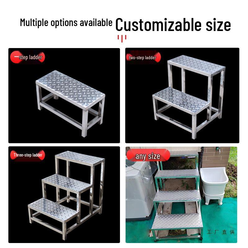 Stainless Steel Multi-Height Step Stool for Home, Factory, and Hospital Use