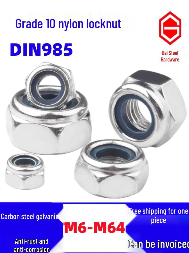 Grade 10 Nylon Self-Locking Anti-Slip Nut (M6-M30)