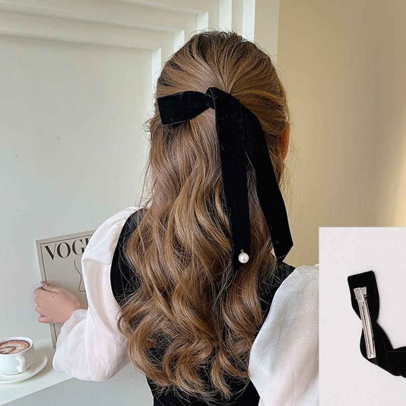 

Ремешок для волос Длинный черный бархатный украшение для волос Винтажная сетка Красный бант Головной убор Ремешок Головная повязка Резинки для волос