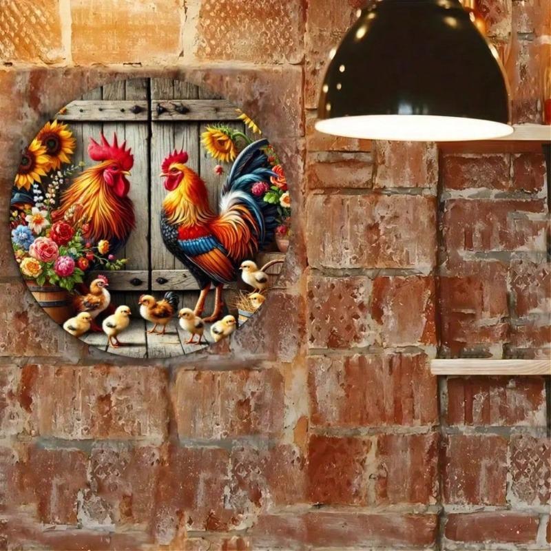 Vintage Rooster Metal Wall Art Home Decor Rustic Farmhouse Garden Garage