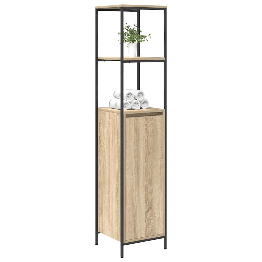 Bathroom Cabinet with Shelves Sonoma Oak Finish 36 X 35 X 165 Cm