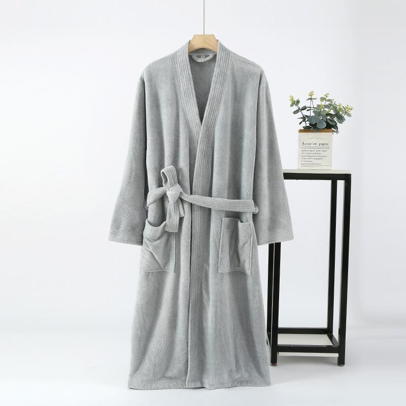 Men's Bathrobe Absorbs Water and Dries Quickly, Soft and Four Seasons Thickened Long Bath Towel Nightgown