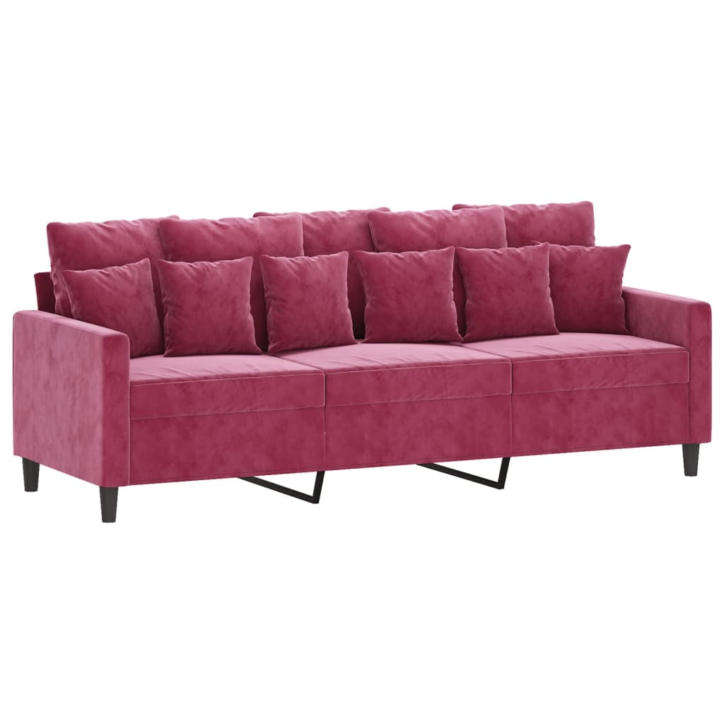 Vidaxl 4-Cz. Relaxation Set With Cushions, Wine Red, Velvet