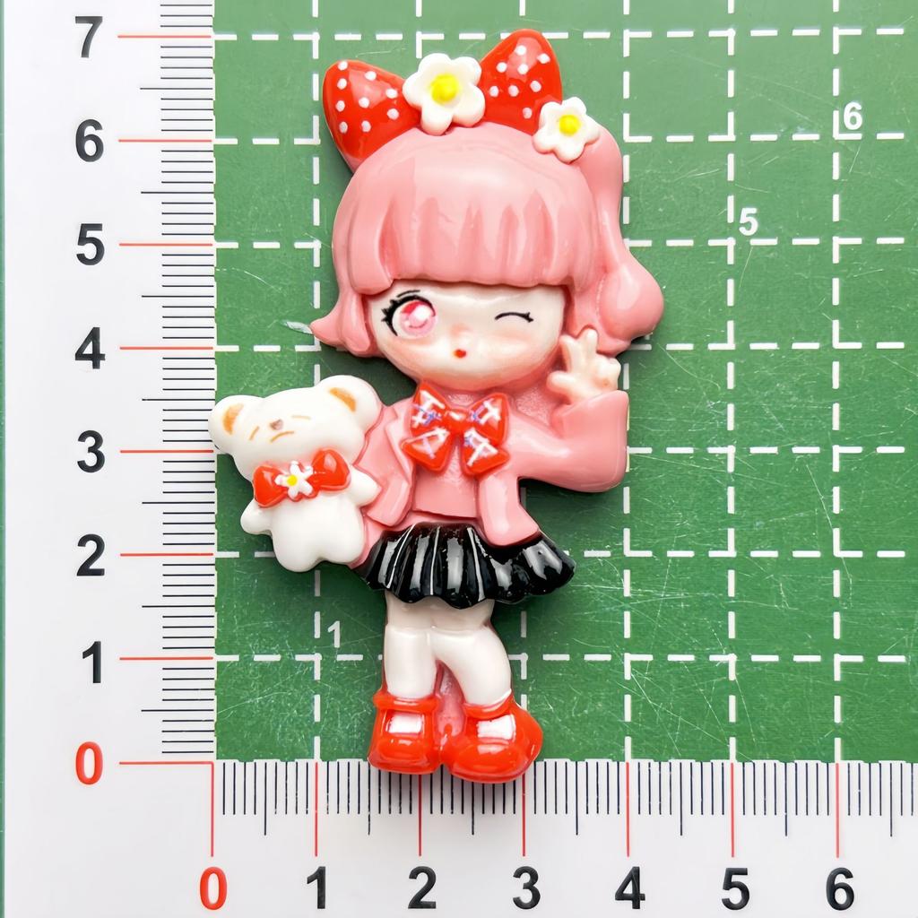 College Style Donna Cartoon Bright Resin Handmade DIY Cream Gel Hair Clip Refrigerator Sticker Jewelry Batch Toys Blind Bags