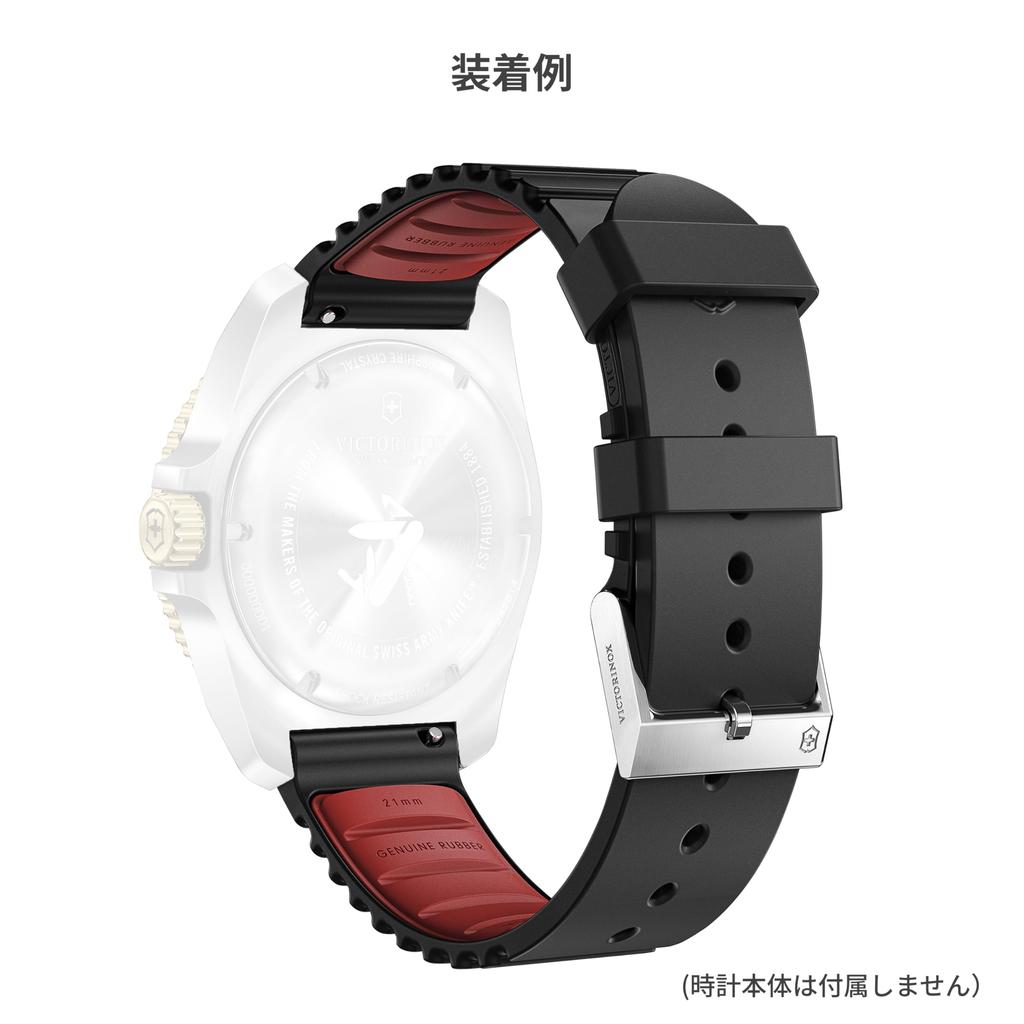 Watch Band 21mm Rubber Strap D1 Pin Buckle Watch Strap Replacement Strap Lightweight Breathable Black [Victorinox] Tool-free [] V.60028